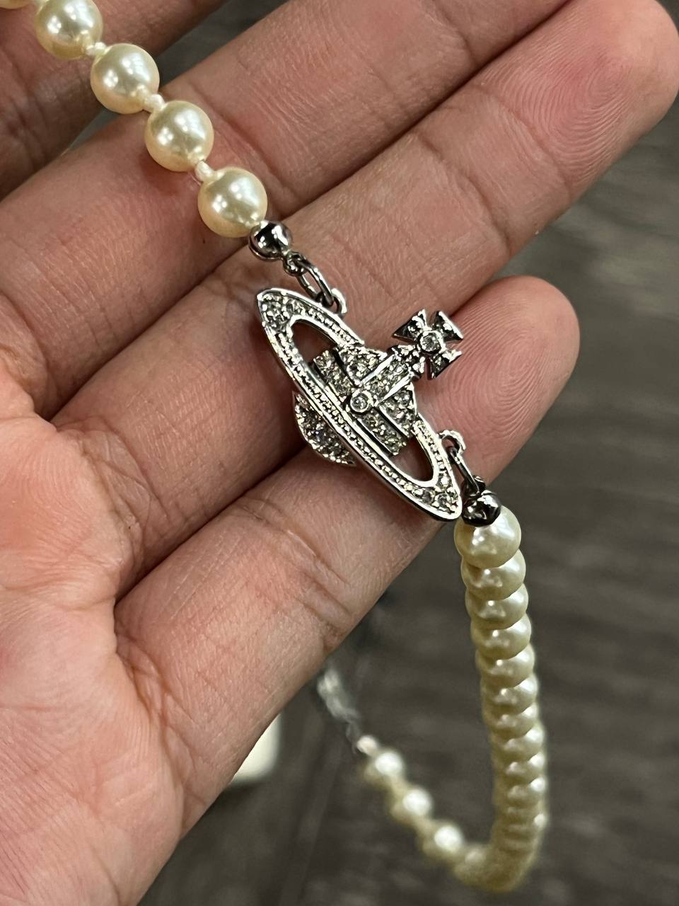 Vivienne Westwood Pearl Bas Relief Choker Necklace