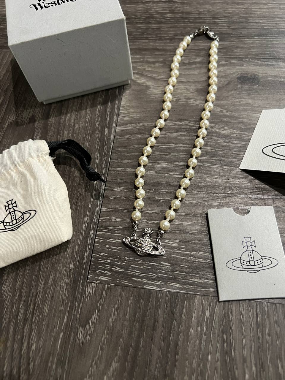 Vivienne Westwood Pearl Bas Relief Choker Necklace