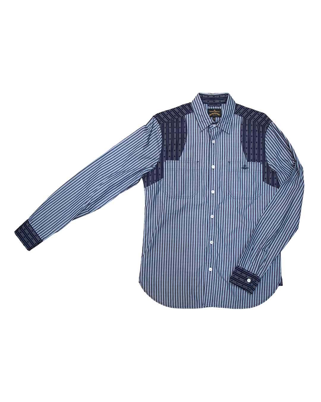 Vivienne Westwood Anglomania Reconstructed Blue Stripe Orb Shirt