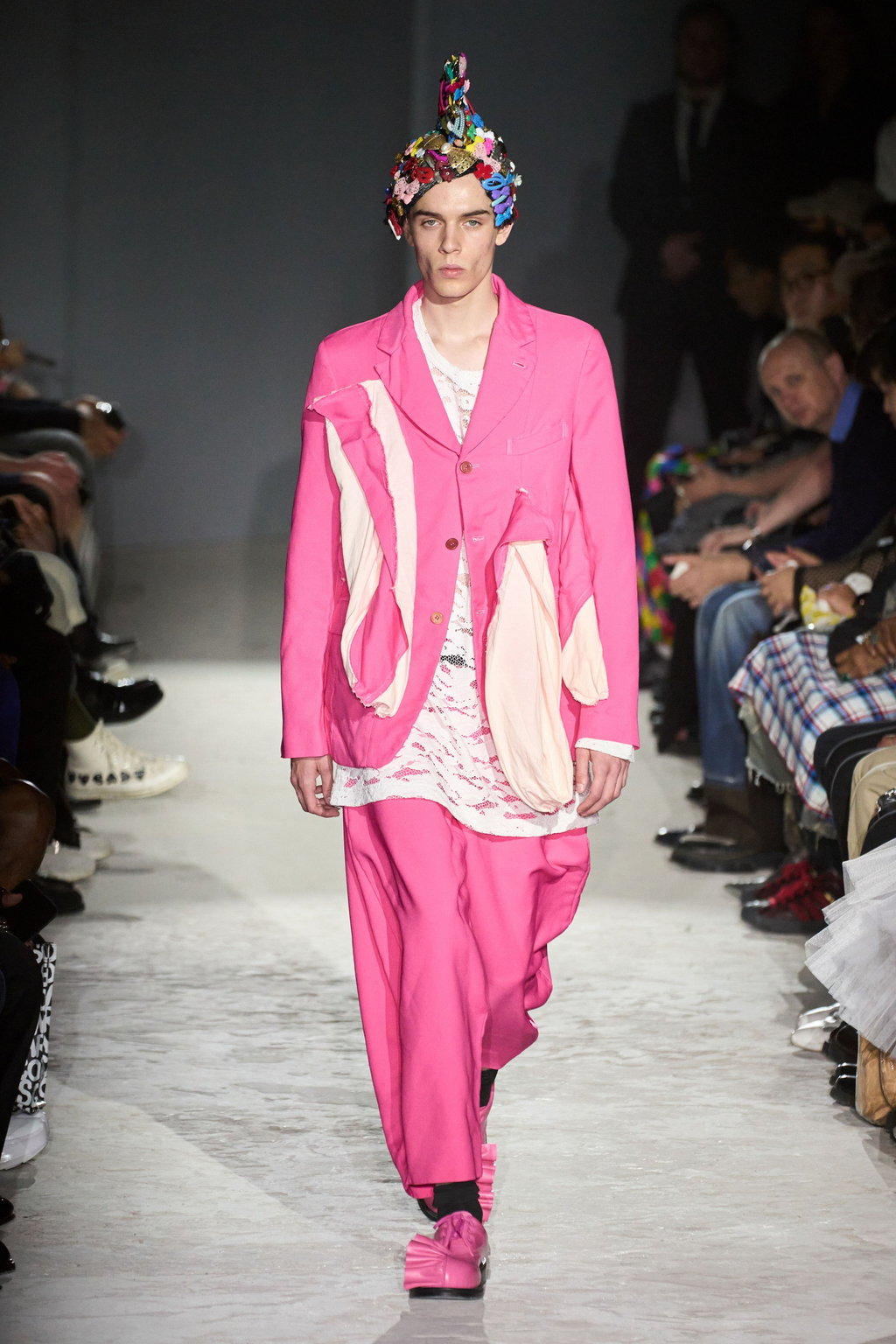 SS25 Comme Des Garcons Homme Plus "The Hope Of Light" Pink Draped Jacket