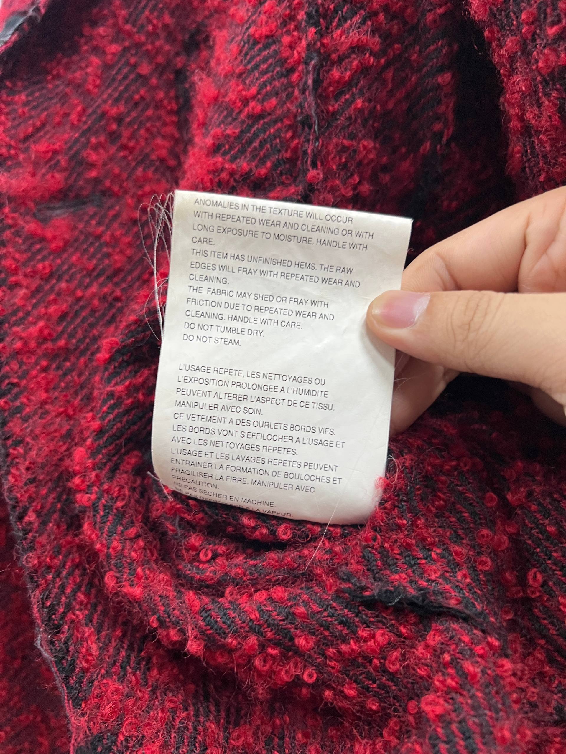 AW02 Comme Des Garcons Homme Plus “Four Blacks” Red Reversible Distressed Wool Jacket