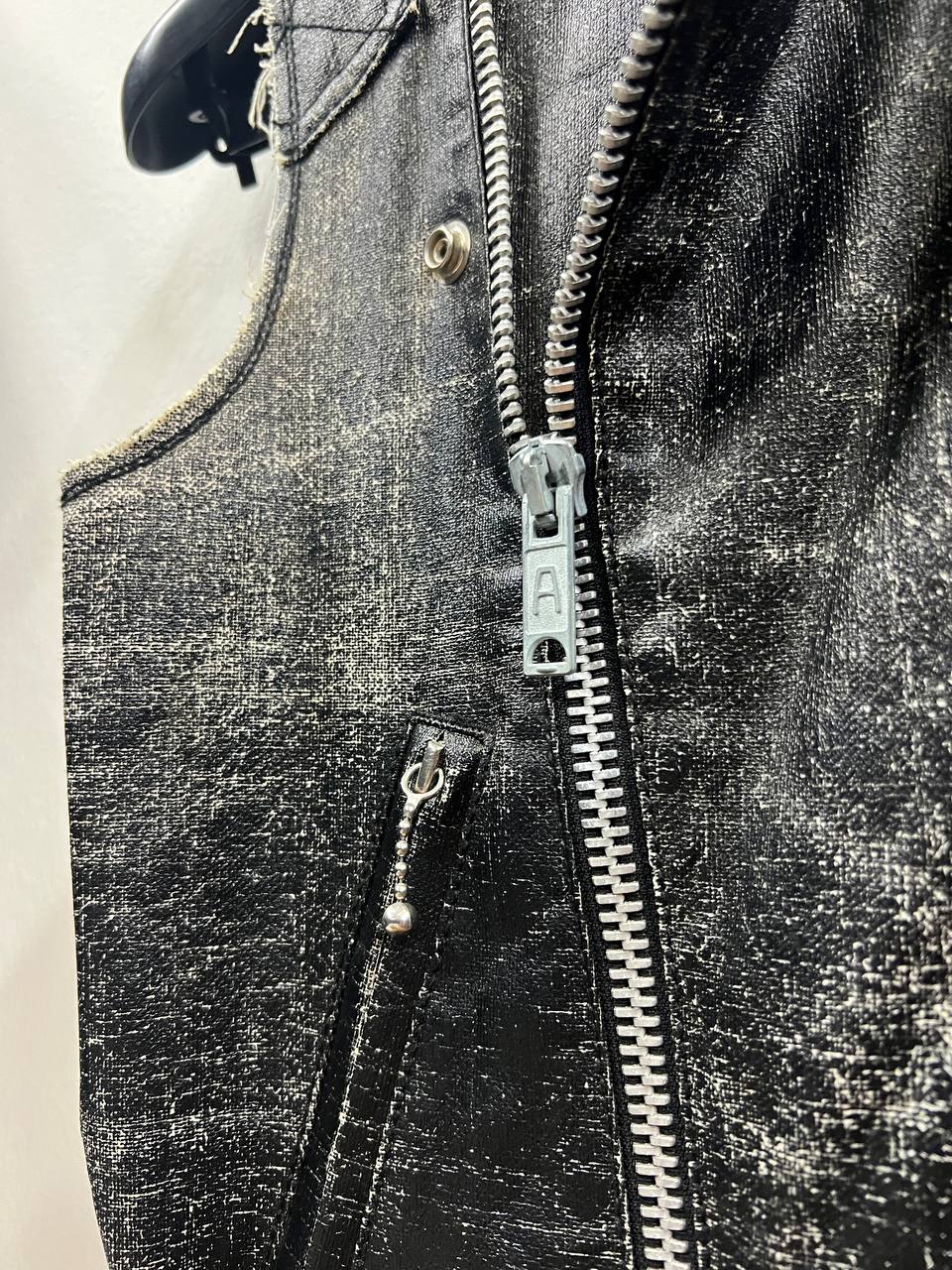 SS03 Junya Watanabe Man Pink x Lewis Leathers AVIAKIT Waxed Denim Studded Jewel Biker Vest 