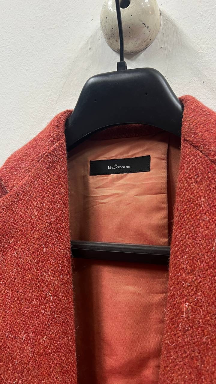 AW14 Blackmeans Vermillion Red Embroidered Tweed Coat