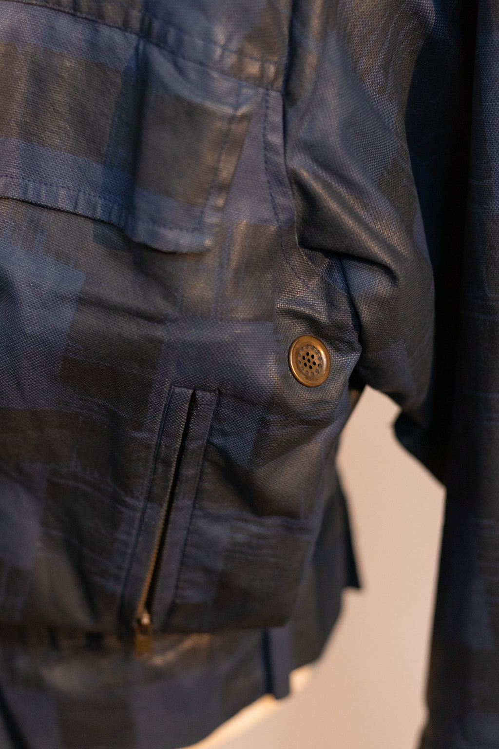 AW85 Issey Miyake Men Waxed Cropped Bomber Moto Jacket