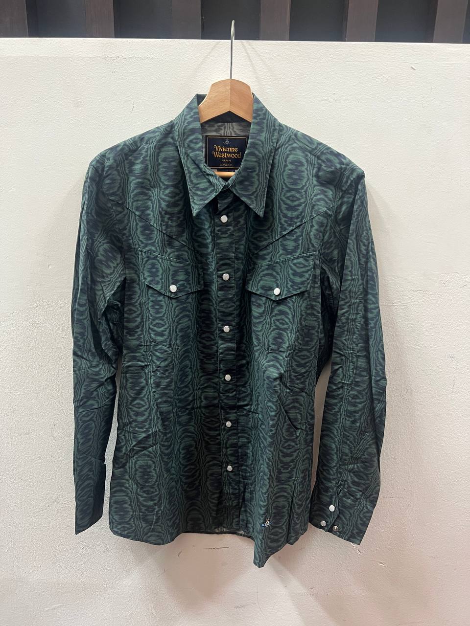 AW13 Vivienne Westwood Man Green Psychedelic Western Shirt