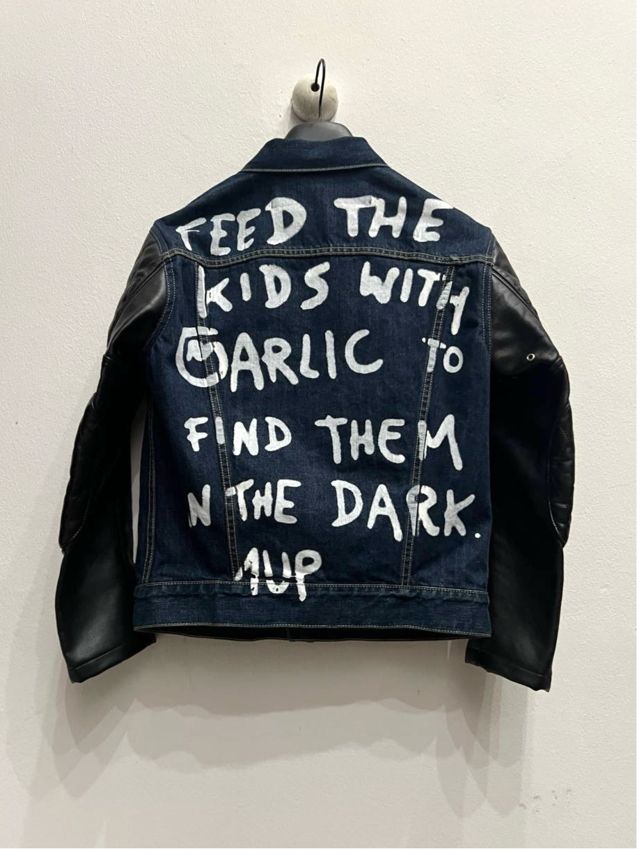 SS17 Junya Watanabe X 1 Up Graffiti Poem Leather Denim Jacket