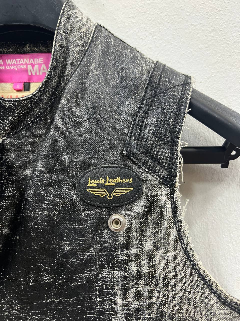 SS03 Junya Watanabe Man Pink x Lewis Leathers AVIAKIT Waxed Denim Studded Jewel Biker Vest 