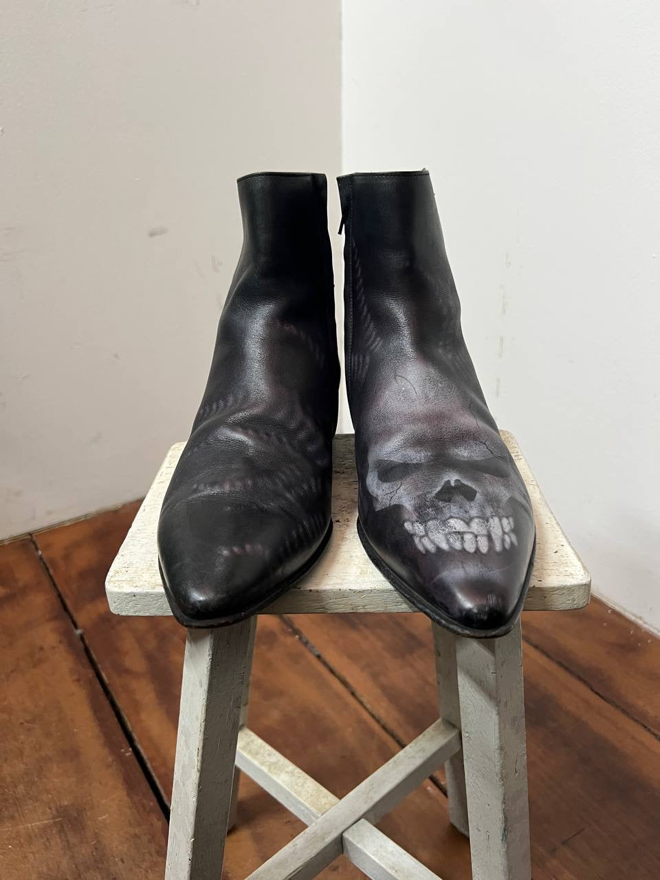 AW08 Maison Martin Margiela Line 22 Hand Painted Skull Boots (Numbered 037/100)