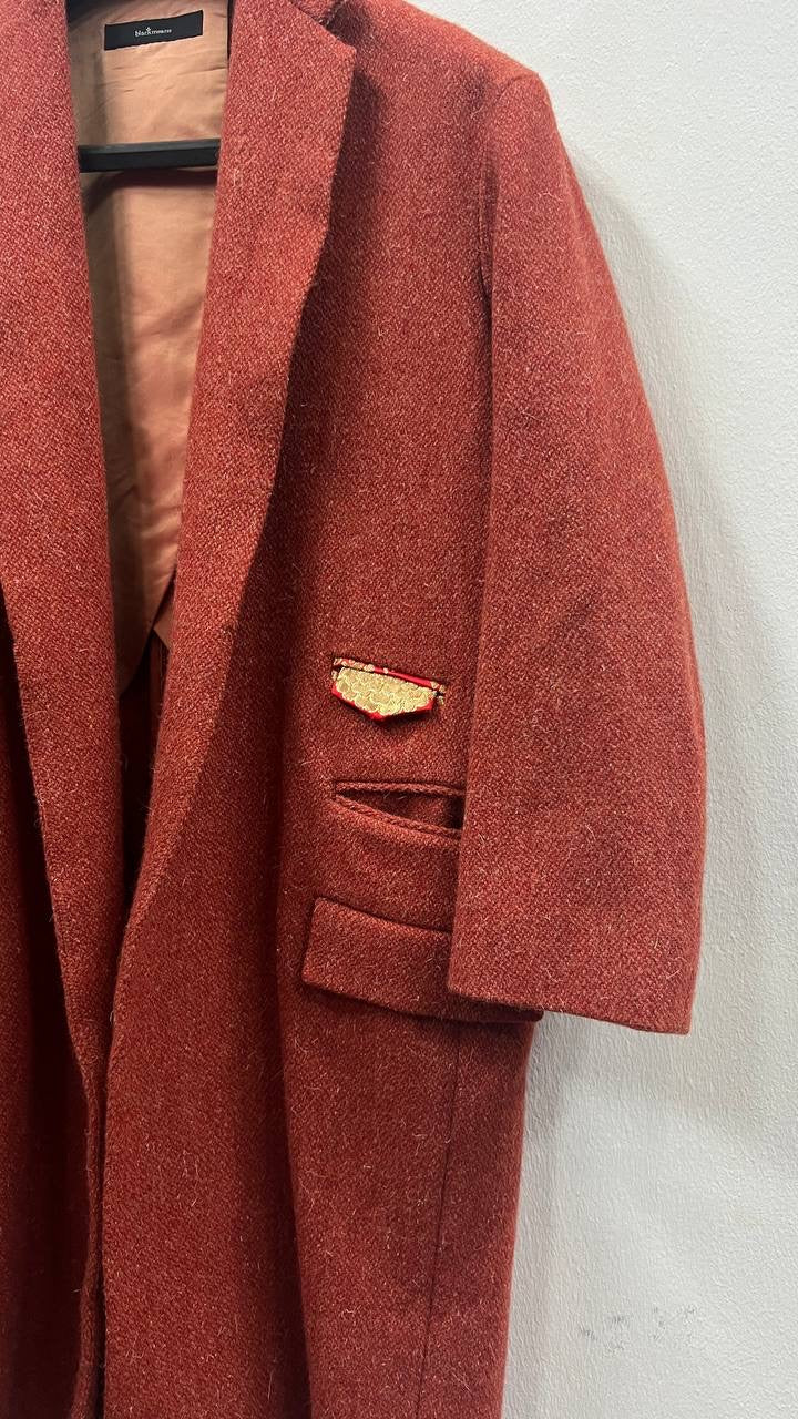 AW14 Blackmeans Vermillion Red Embroidered Tweed Coat
