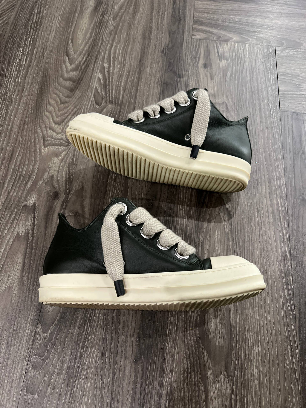 AW24 Rick Owens Porterville Forest Green Jumbo Lace Ramones Low
