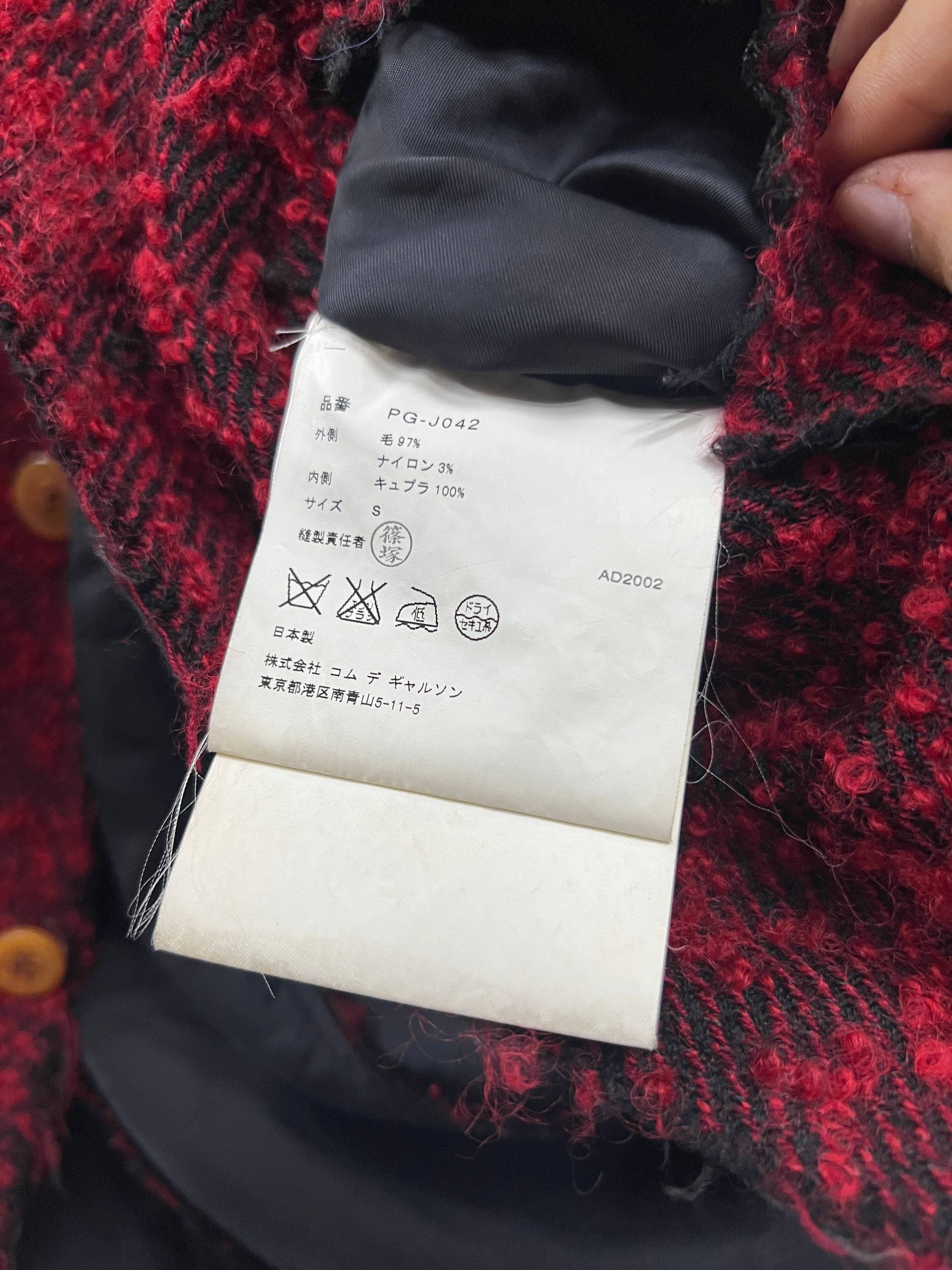 AW02 Comme Des Garcons Homme Plus “Four Blacks” Red Reversible Distressed Wool Jacket