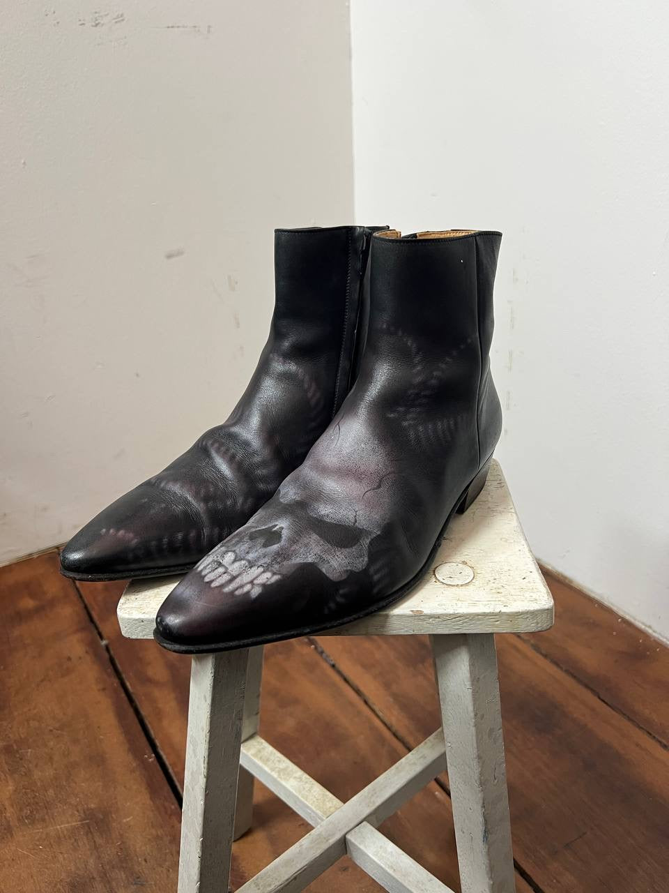 AW08 Maison Martin Margiela Line 22 Hand Painted Skull Boots (Numbered 037/100)
