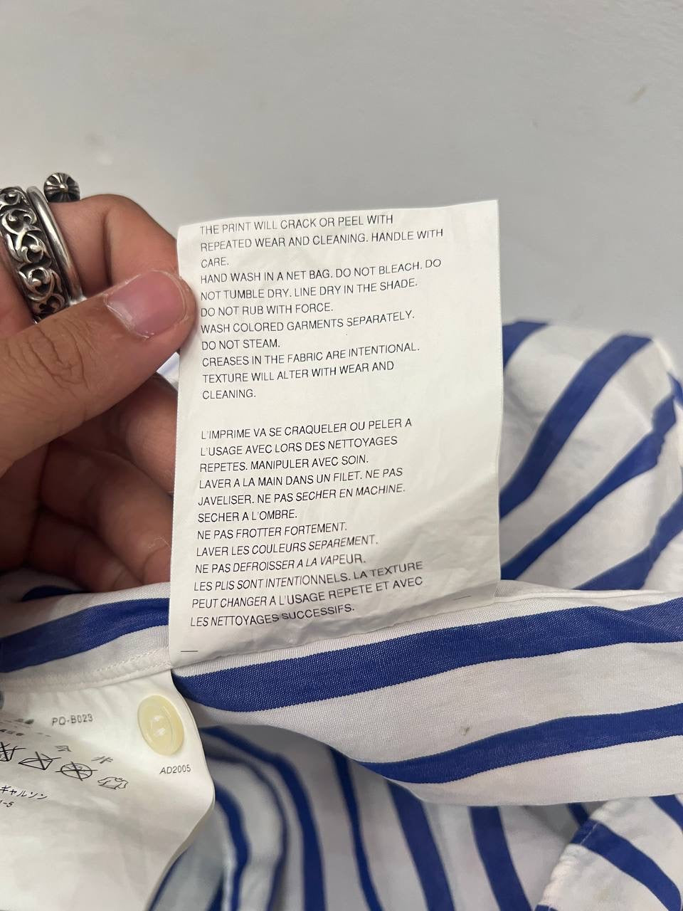 SS06 Comme Des Garcons Homme Plus x The Rolling Stones Blue Striped Shirt