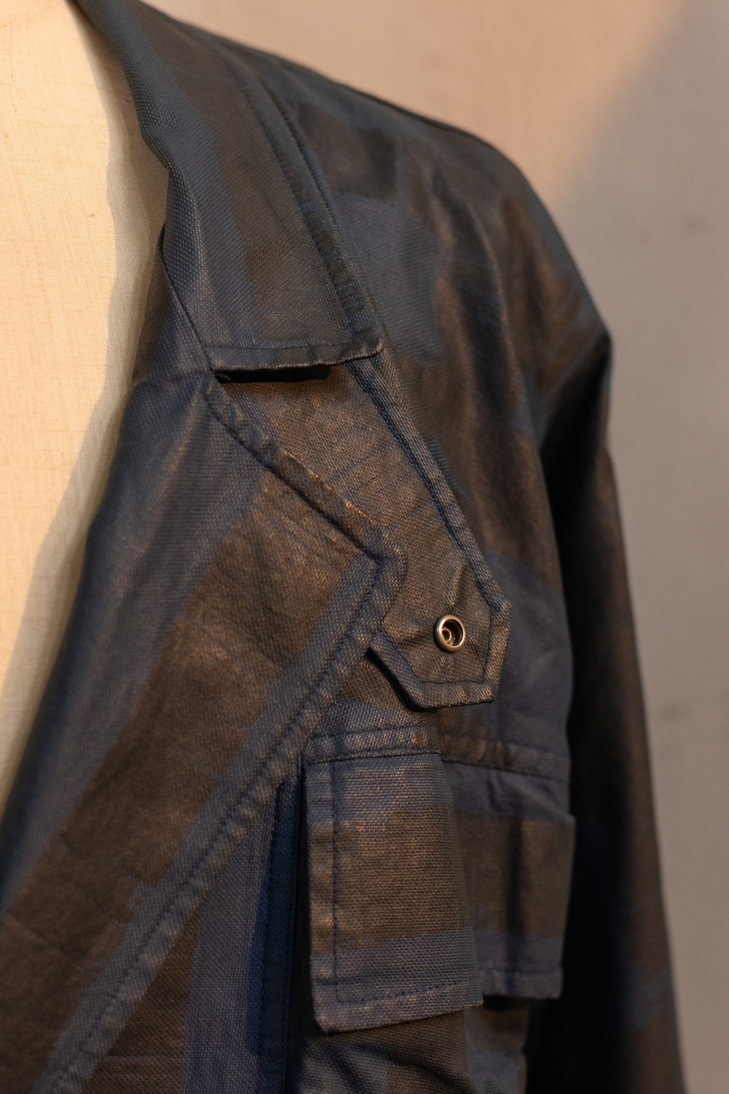 AW85 Issey Miyake Men Waxed Cropped Bomber Moto Jacket