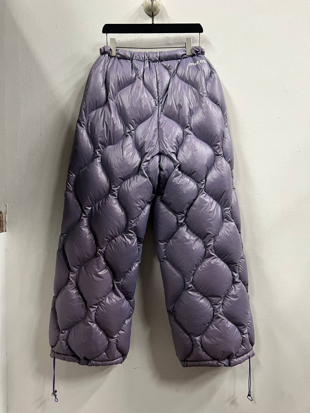 AW21 Miu Miu "Brave Hearts" Diamond Quilted Puffer Track Pants 