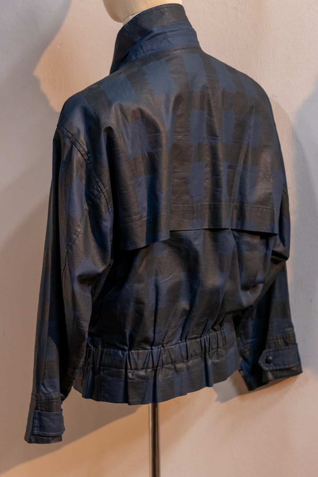 AW85 Issey Miyake Men Waxed Cropped Bomber Moto Jacket