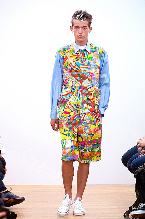 SS15 Comme Des Garcons Shirt Asymmetrical Psychedelic Print Shirt