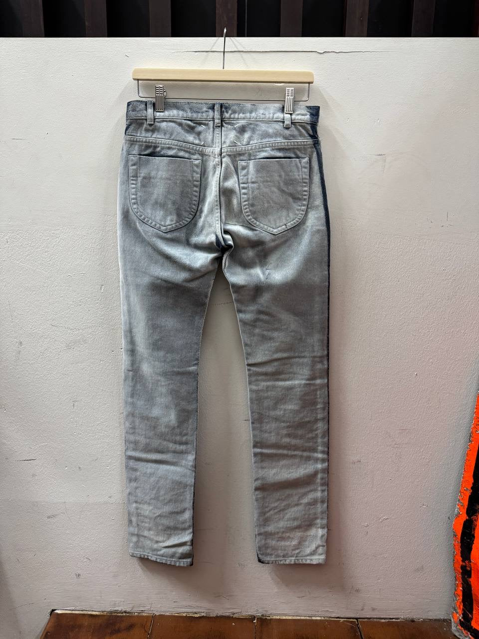 AW09 Maison Martin Margiela Flocked White Paint Denim
