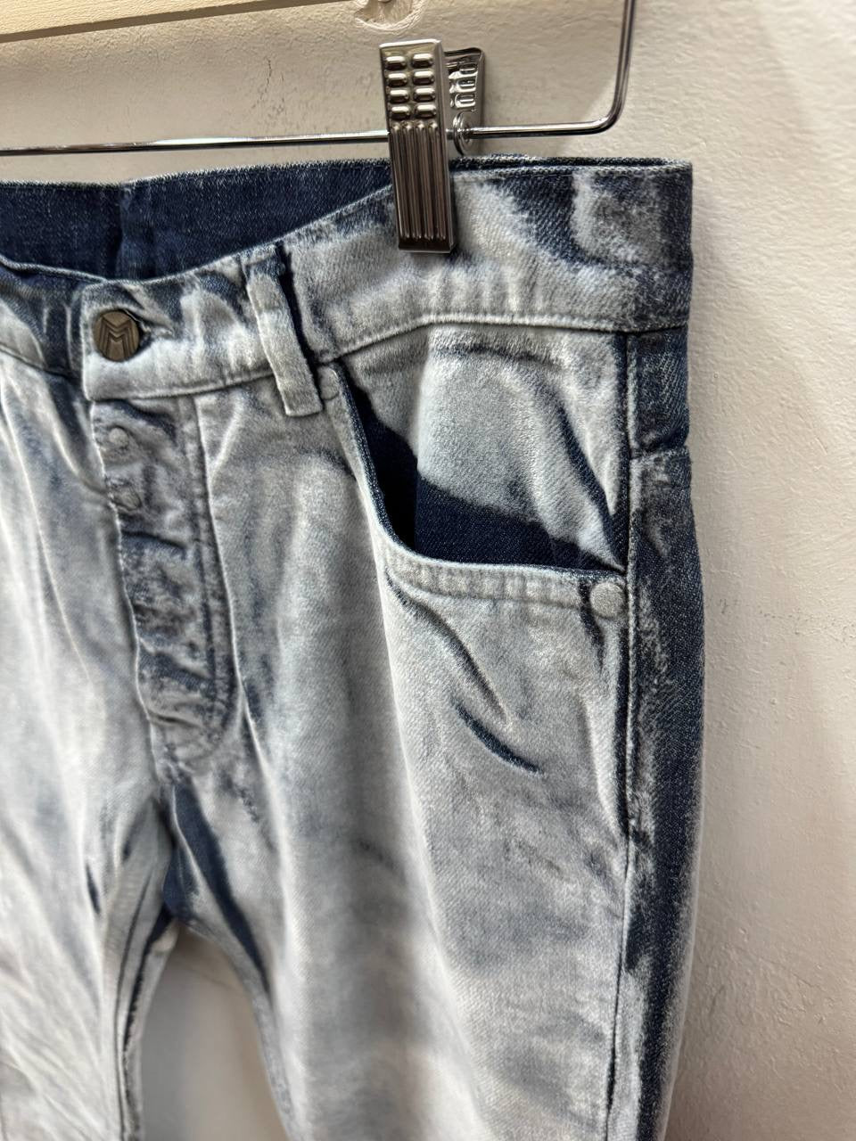 AW09 Maison Martin Margiela Flocked White Paint Denim