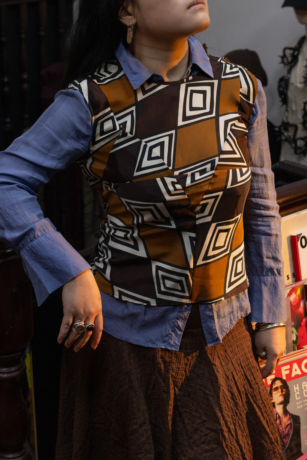SS04 Junya Watanabe Geometric Print Anatomical Top