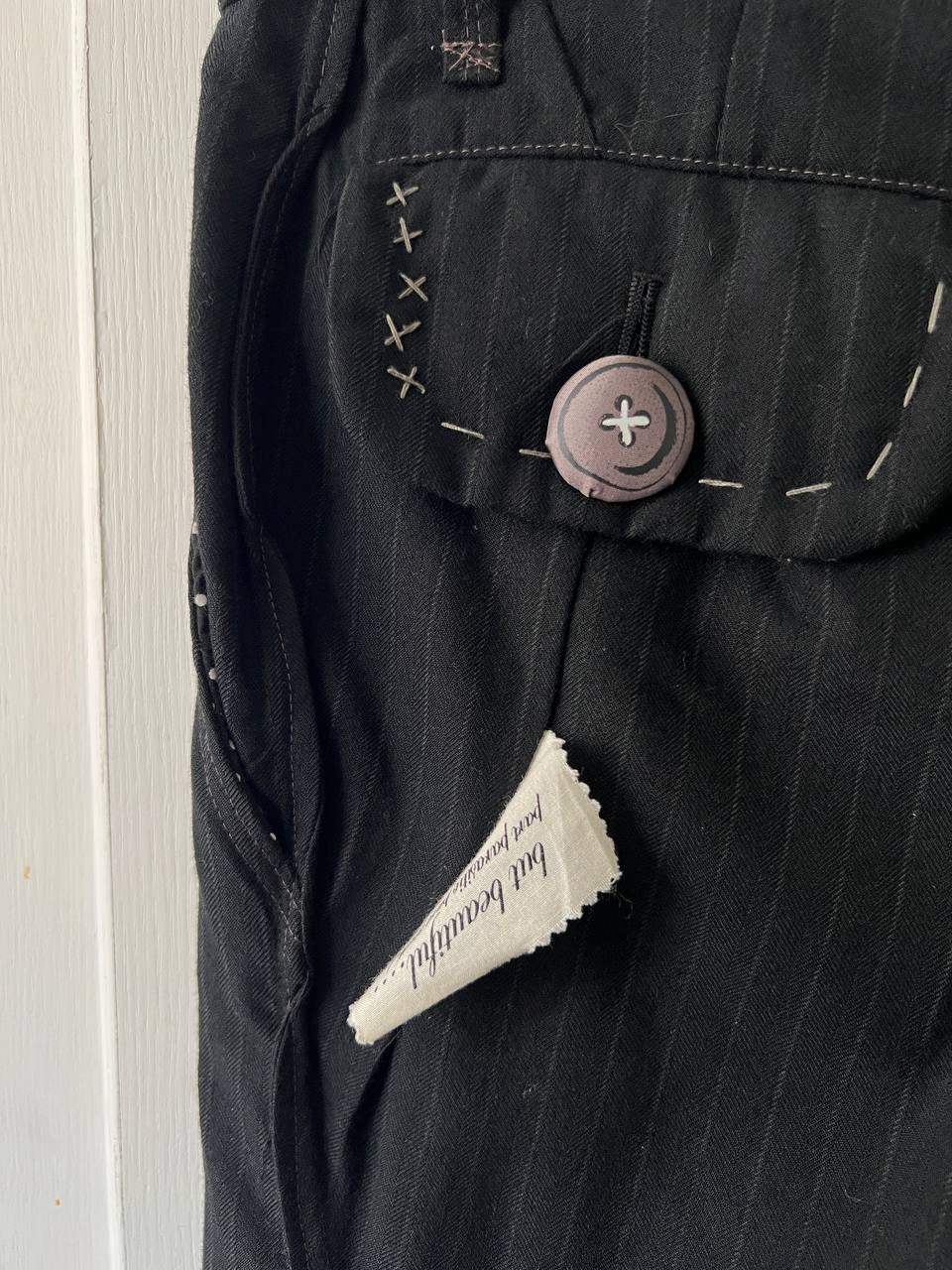 AW04 Undercover "But Beautiful" Pinstripe Multi Button Deconstructed Pants
