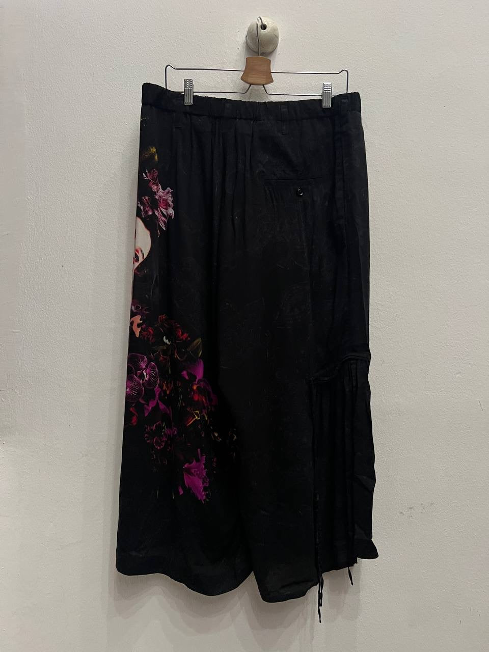 SS19 Yohji Yamamoto Pour Homme Black Scandal Ukiyo-e Gather Drawstring Pants