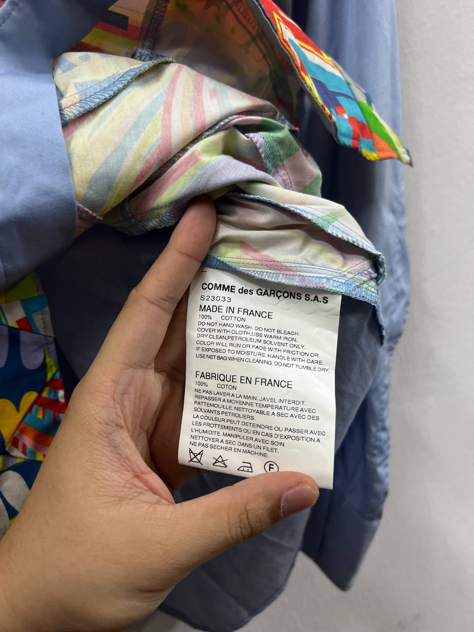 SS15 Comme Des Garcons Shirt Asymmetrical Psychedelic Print Shirt
