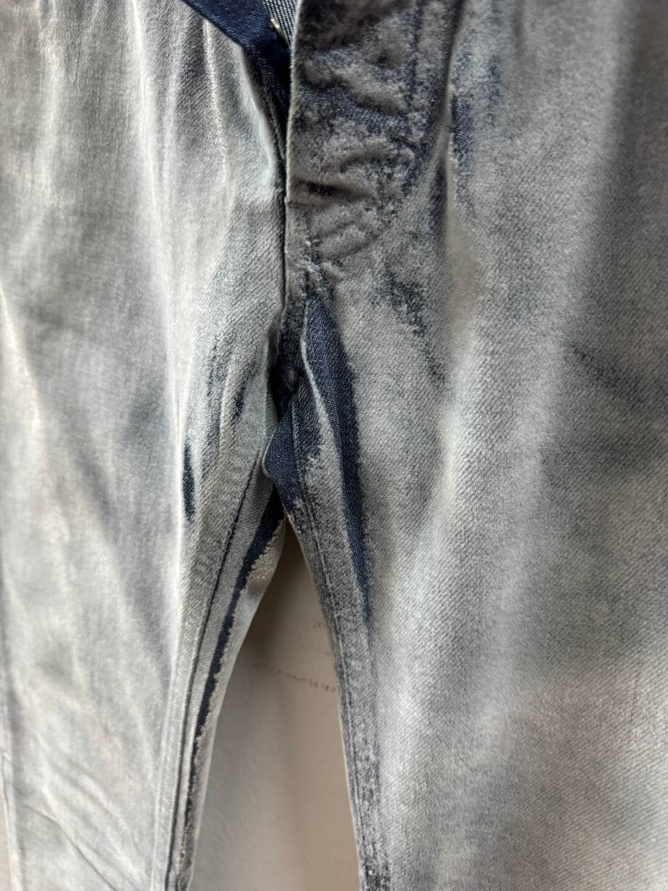 AW09 Maison Martin Margiela Flocked White Paint Denim