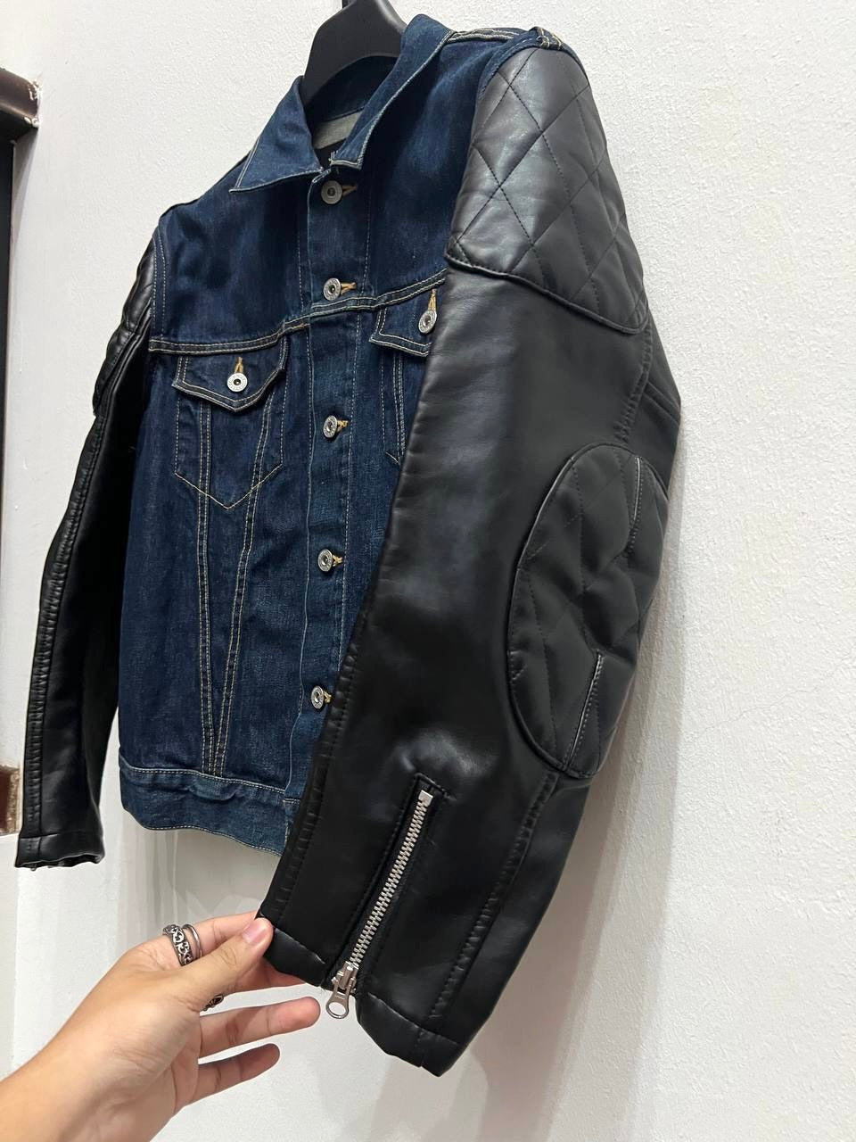 SS17 Junya Watanabe X 1 Up Graffiti Poem Leather Denim Jacket