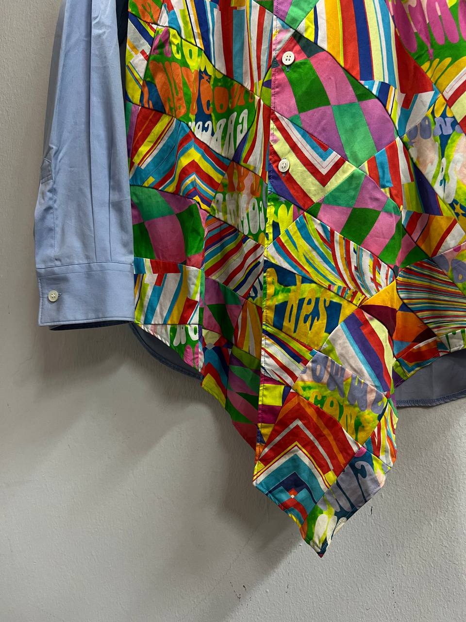 SS15 Comme Des Garcons Shirt Asymmetrical Psychedelic Print Shirt