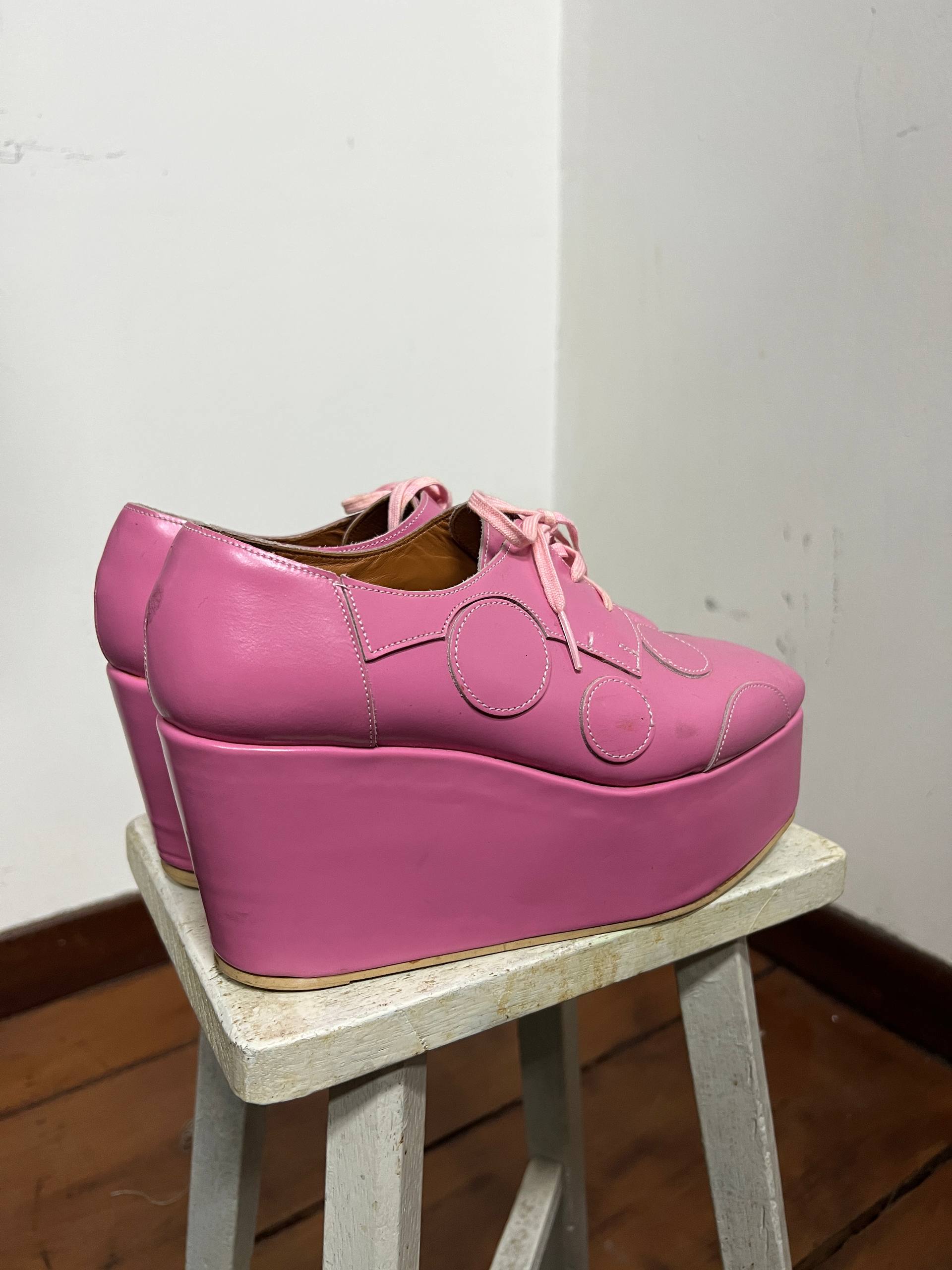 SS15 Junya Watanabe Pink Circle Wedged Platform Shoes