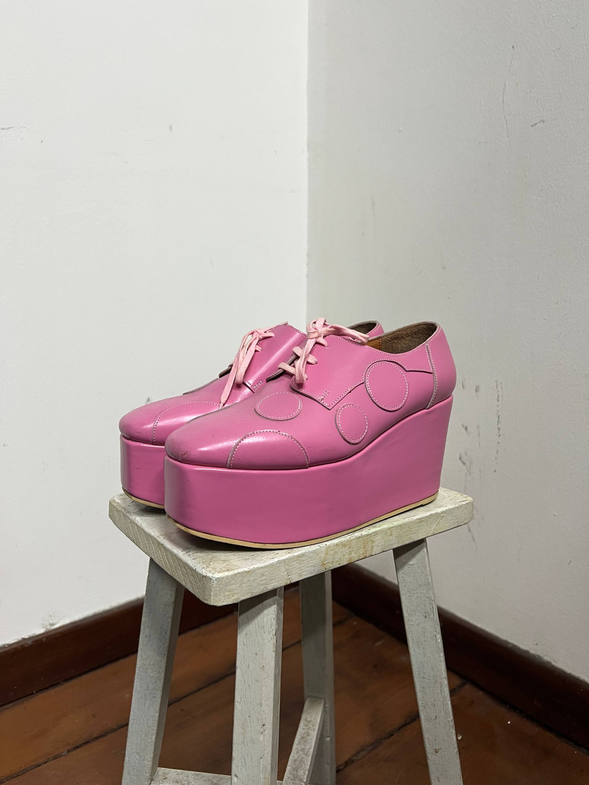 SS15 Junya Watanabe Pink Circle Wedged Platform Shoes