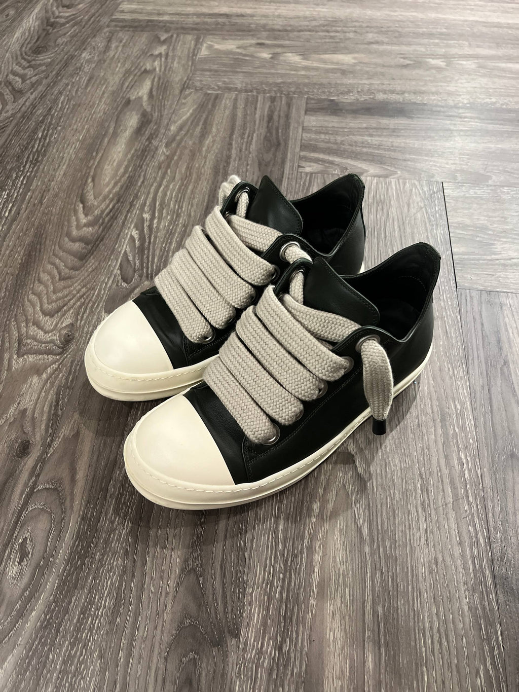 AW24 Rick Owens Porterville Forest Green Jumbo Lace Ramones Low