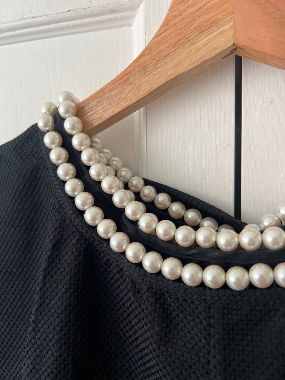 SS24 Junya Watanabe Bow Tie Pearl Scrunch Blouse