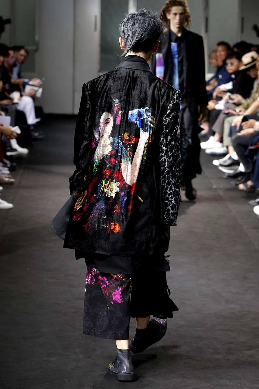 SS19 Yohji Yamamoto Pour Homme Black Scandal Ukiyo-e Gather Drawstring Pants