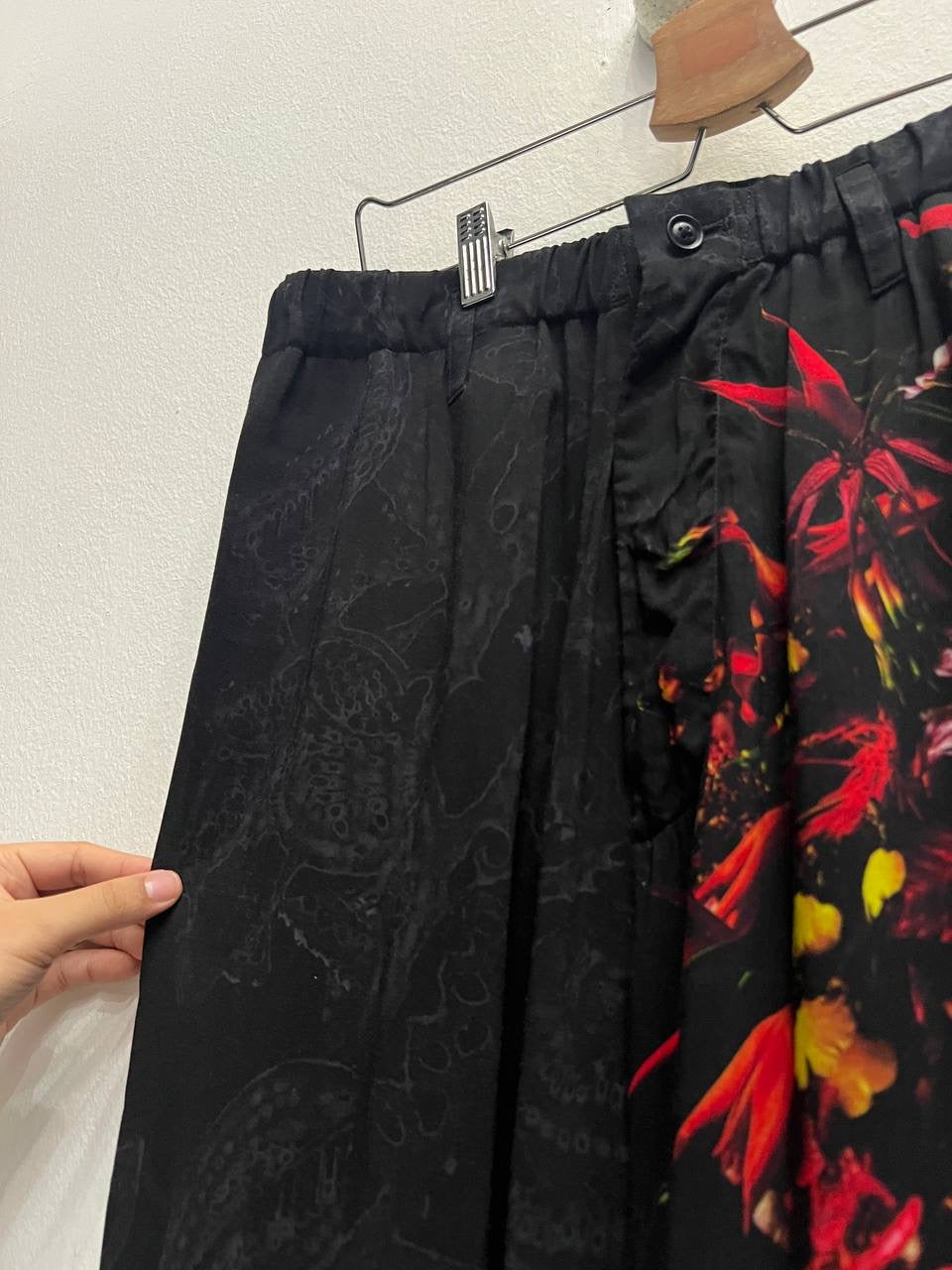 SS19 Yohji Yamamoto Pour Homme Black Scandal Ukiyo-e Gather Drawstring Pants