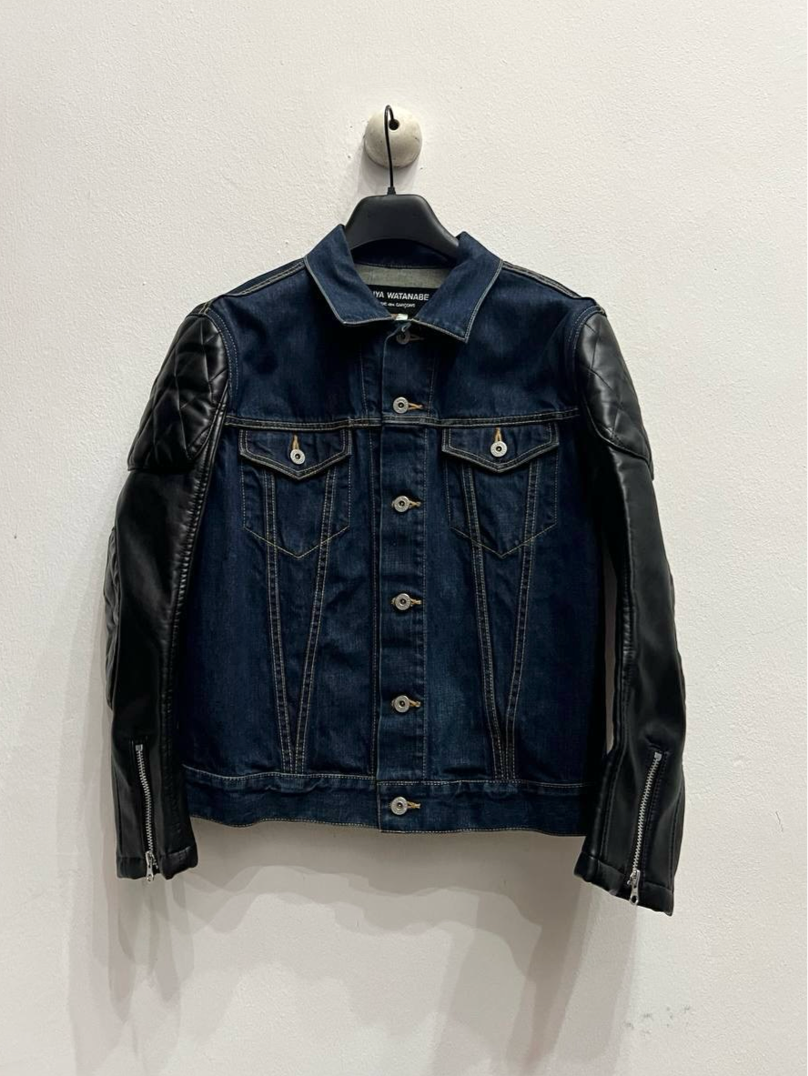 SS17 Junya Watanabe X 1 Up Graffiti Poem Leather Denim Jacket