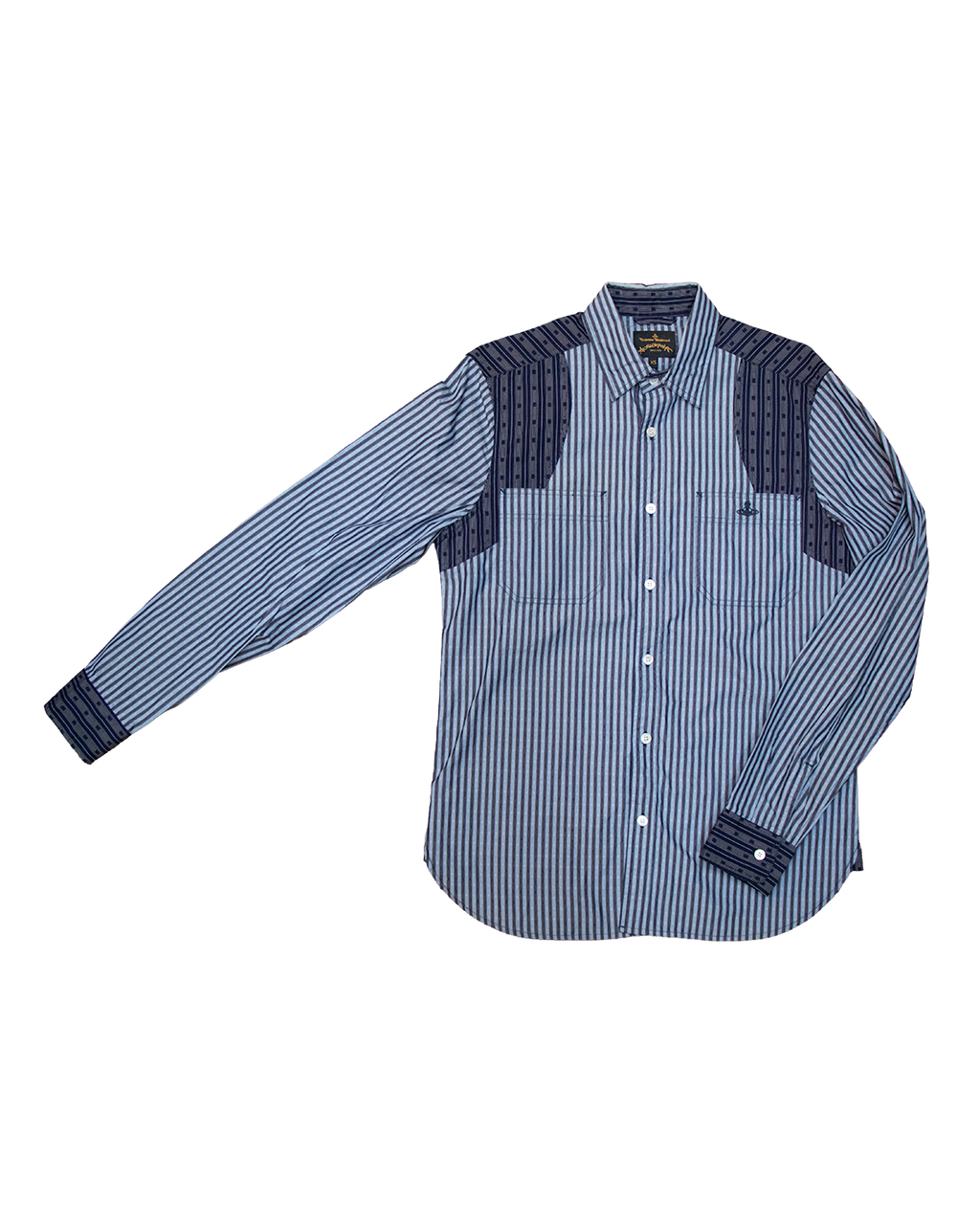 Vivienne Westwood Anglomania Reconstructed Blue Stripe Orb Shirt