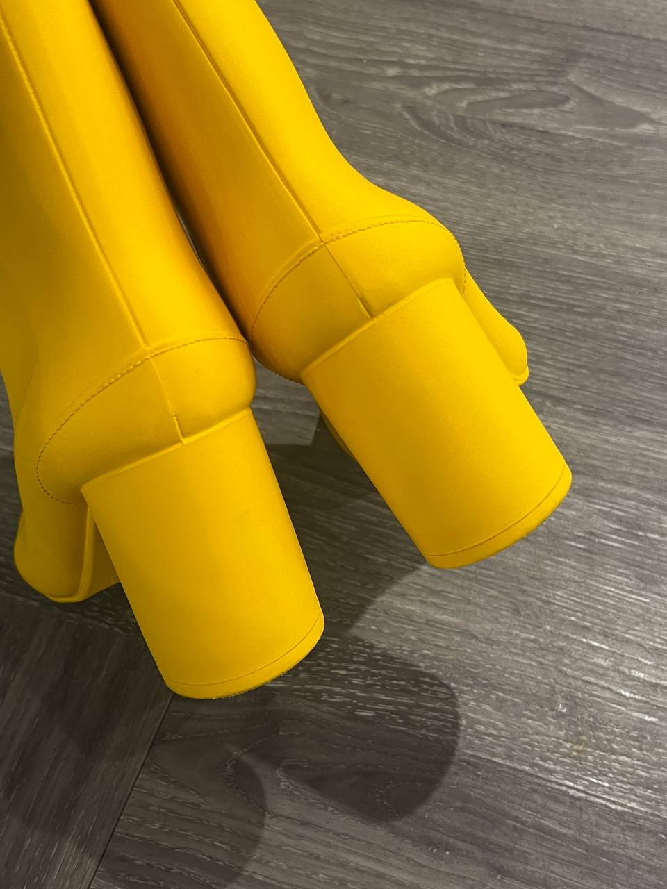 SS22 Maison Margiela Co-Ed Yellow Recycled Rubber Tabi Boots