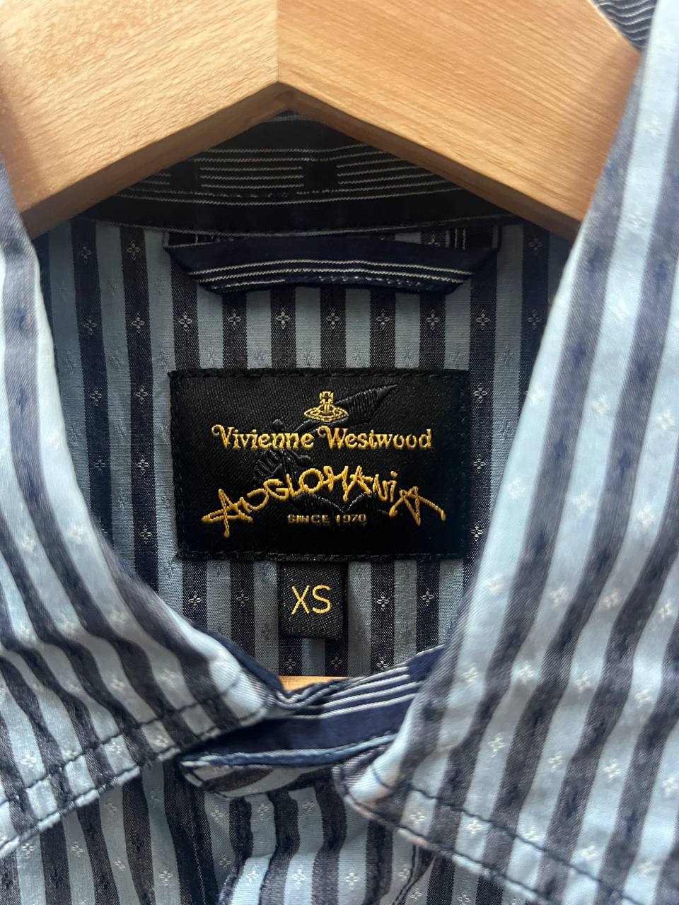 Vivienne Westwood Anglomania Reconstructed Blue Stripe Orb Shirt