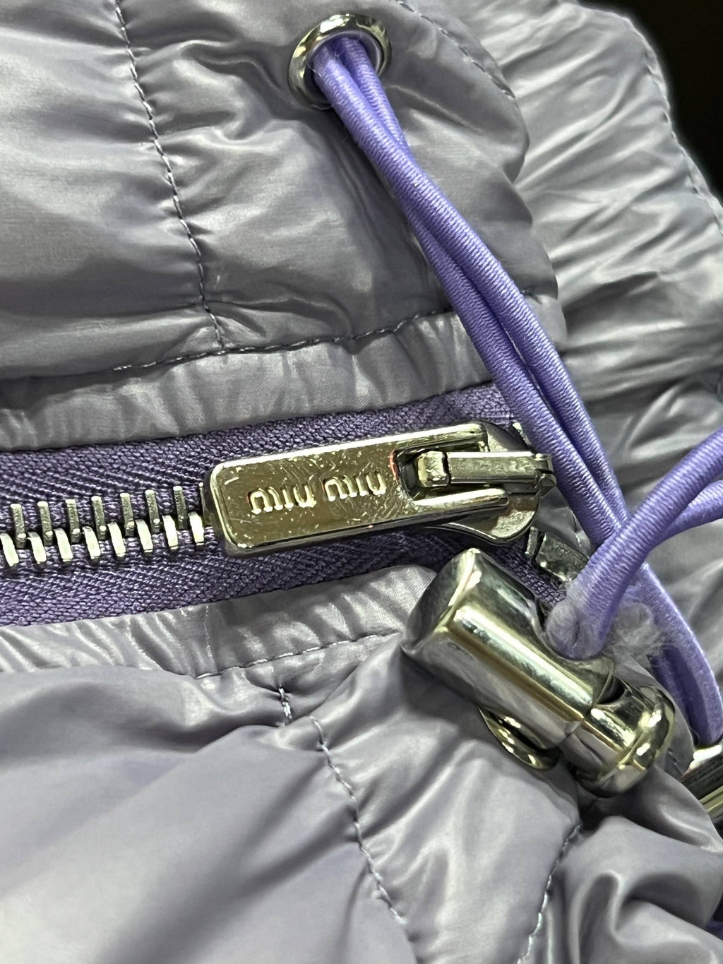 AW21 Miu Miu "Brave Hearts" Diamond Quilted Puffer Track Pants 