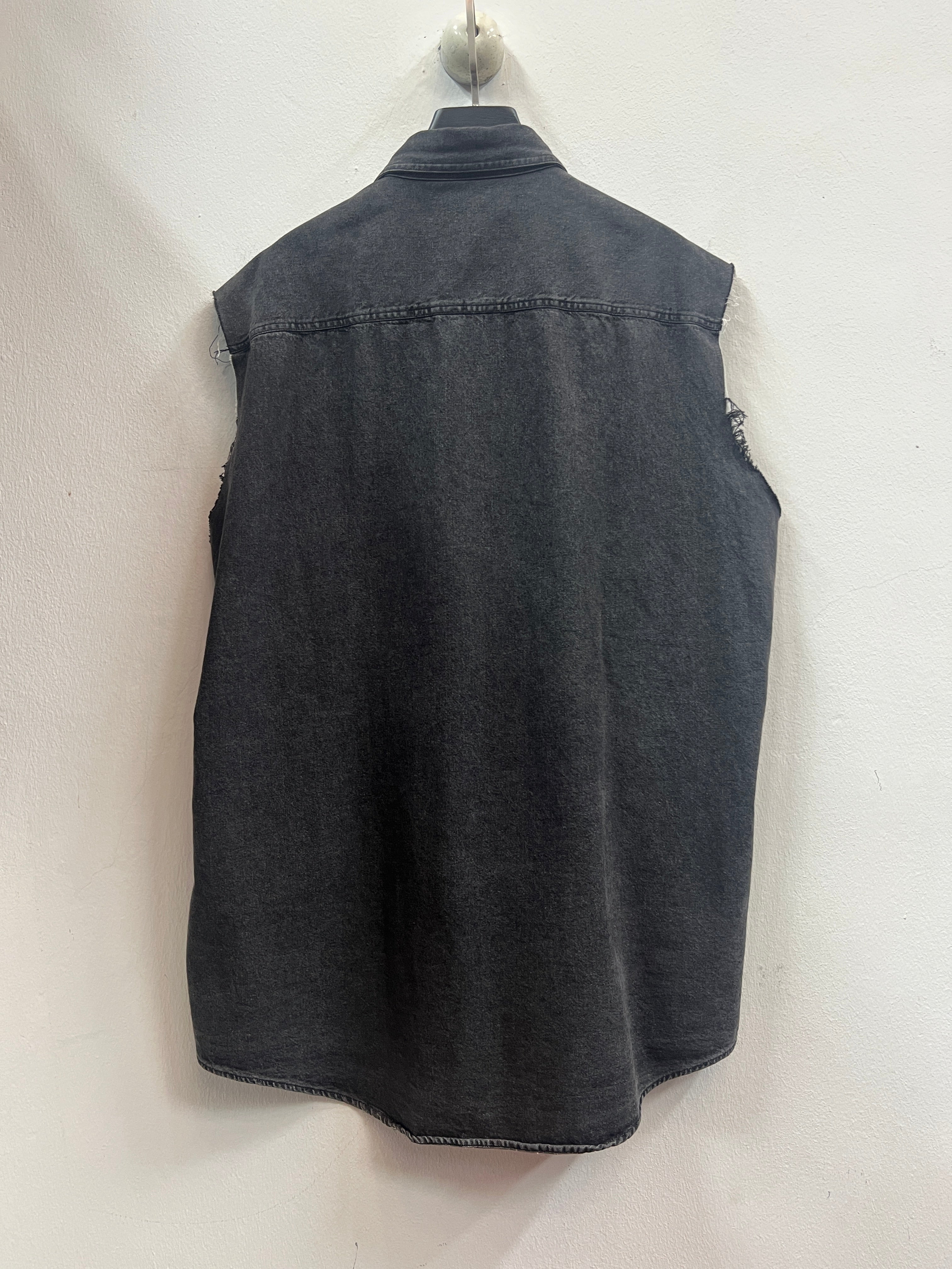 SS18 Balenciaga Europe Distressed Denim Vest