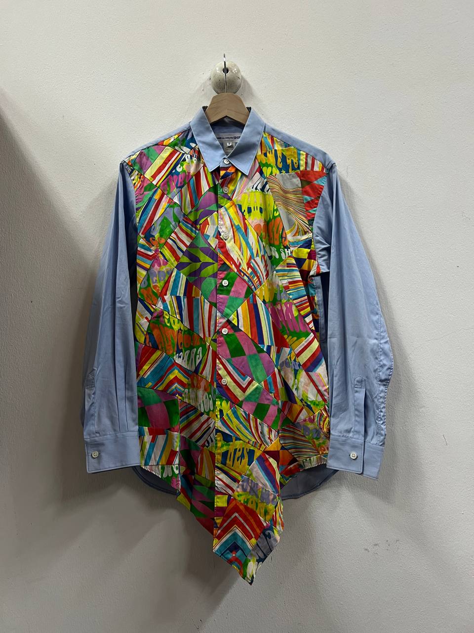 SS15 Comme Des Garcons Shirt Asymmetrical Psychedelic Print Shirt