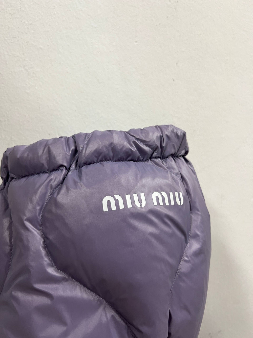 AW21 Miu Miu "Brave Hearts" Diamond Quilted Puffer Track Pants 