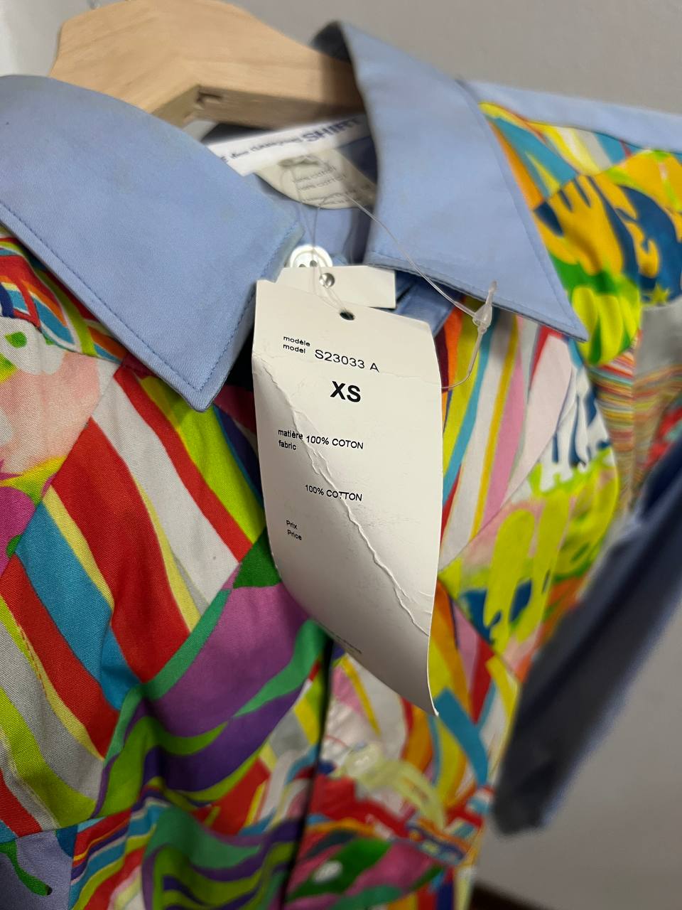 SS15 Comme Des Garcons Shirt Asymmetrical Psychedelic Print Shirt
