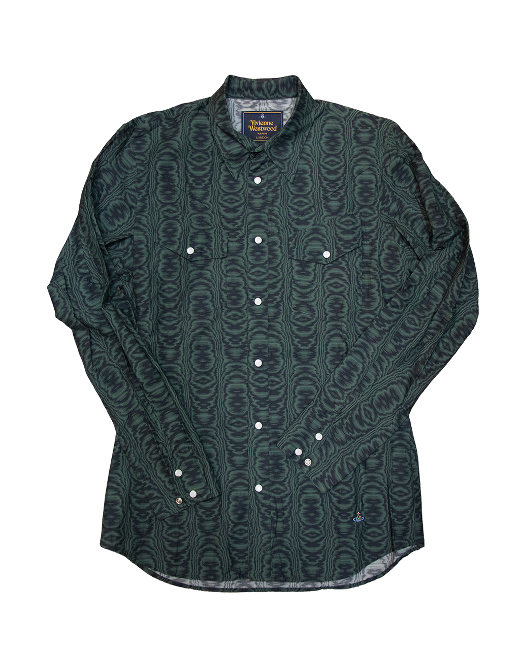 AW13 Vivienne Westwood Man Green Psychedelic Western Shirt