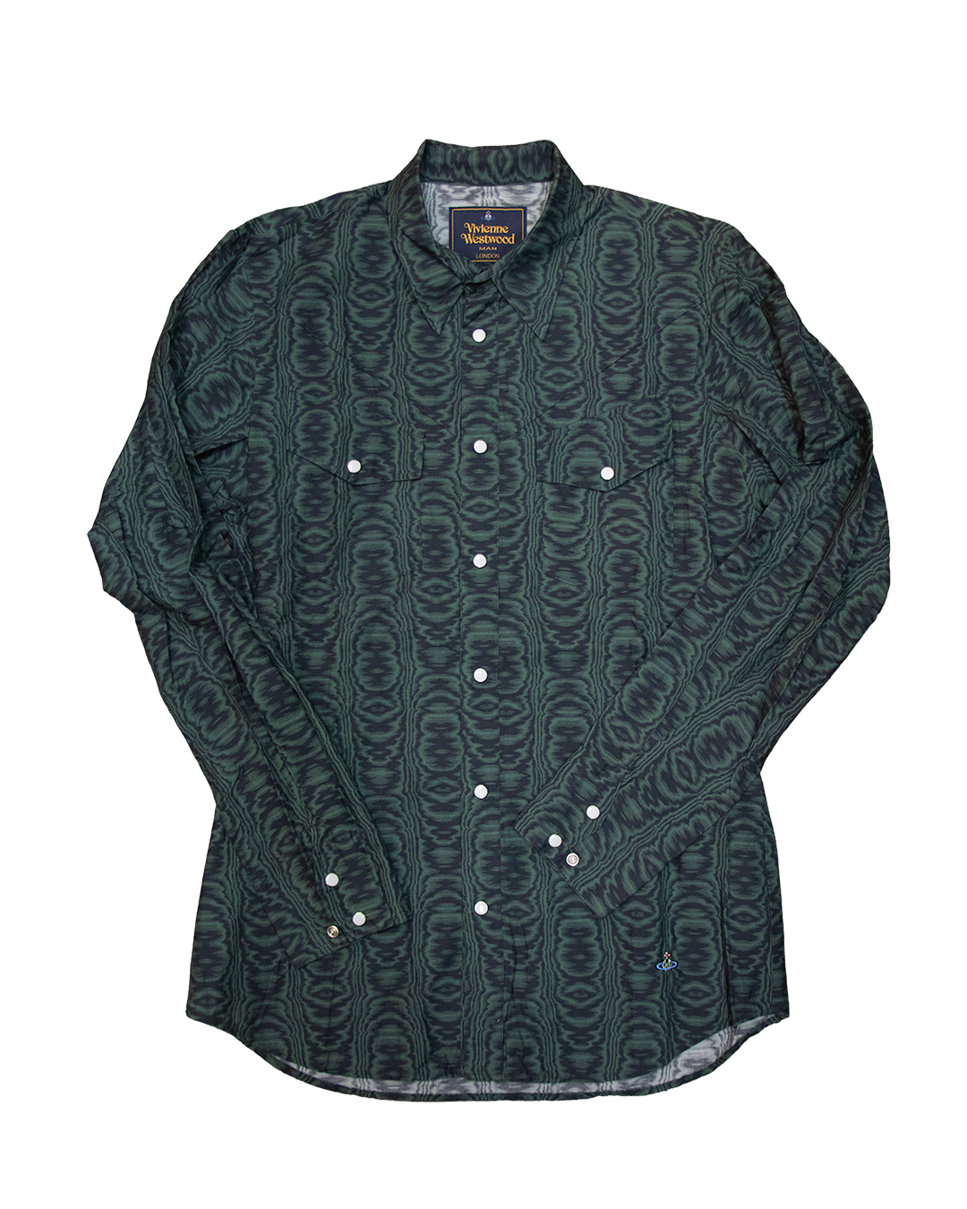 AW13 Vivienne Westwood Man Green Psychedelic Western Shirt