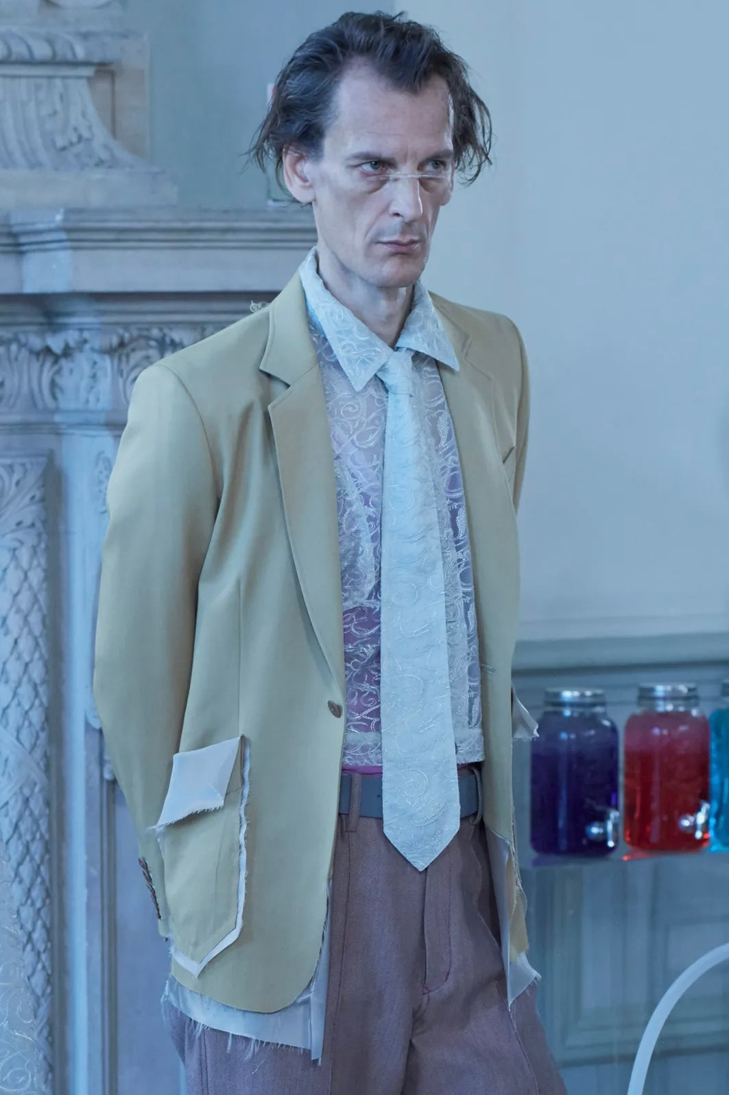 SS19 Sulvam Raw Hem Two Piece Suit Blazer