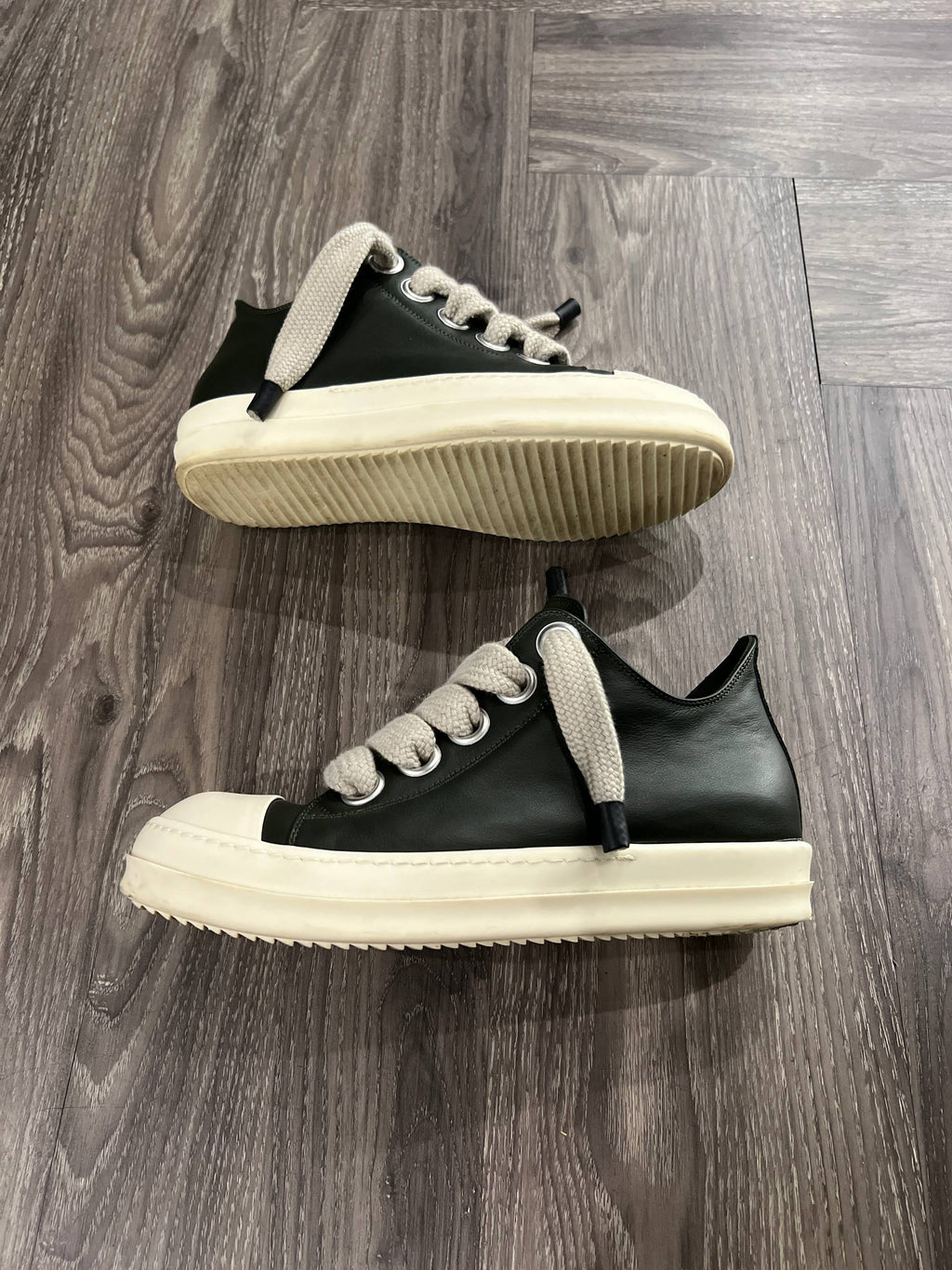 AW24 Rick Owens Porterville Forest Green Jumbo Lace Ramones Low