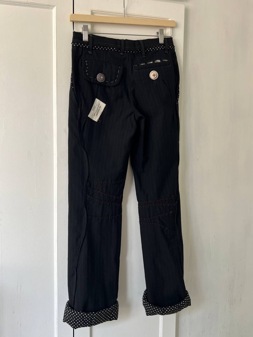 AW04 Undercover "But Beautiful" Pintstripe Multi Button Deconstructed Pants
